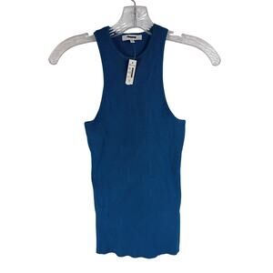 Madewell The Signature Knit Tank Top Size XS Teal Blue Ribbed NWT Stretch